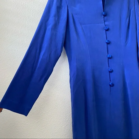 Vintage Silk Blue Dress - Picture 2 of 11